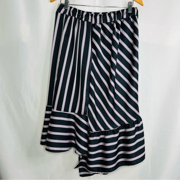 A New Day Striped Asymmetrical Ruffle High Low Skirt M - Picture 1 of 11